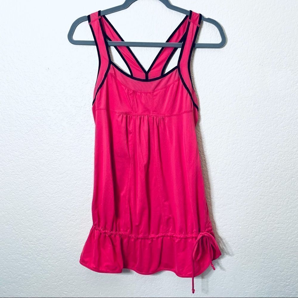 Zella Pink Black Loose Fitting Tie Waist Tank Top